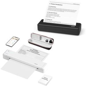 imageHPRT MT866 Thermal Inkless Bluetooth Printer with Case MT810 Portable Printers Wireless for Travel Black