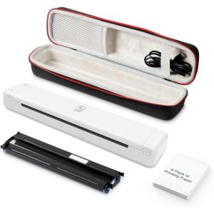 imageHPRT Portable Printers Wireless for Travel MT800 Support 85quot X 11quot US Letter ampamp A4 Paper Thermal Transfer Inkless Printers Bluetooth Connection Compatible with Laptops ampamp Android iOS PhoneAll white
