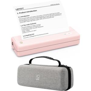 imageHPRT Travel Business Portable Mobile Printer MT810 Pink with Case Thermal Inkless Home Use Compact Printer Bluetooth Wireless Printer Compatible with iOS Android Phone ampamp Laptop