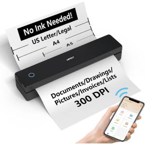 imageHPRT MT620 Portable Thermal Printer  Inkless Printer Supports Regular Paper amp Labels MultiUser Bluetooth amp Auto Paper Feed Pro Black Printer10SheetsMT620 Black 300dpi10Sheets