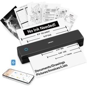 imageHPRT MT620 Portable Thermal Printer  Inkless Printer Supports Regular Paper amp Labels MultiUser Bluetooth amp Auto Paper Feed Pro Black Printer10SheetsMT620 Black 203dpi10Sheets