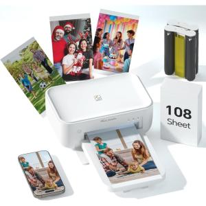 imageHPRT 4x6 Photo Printer with 108 Sheet amp 2 Ribbon Portable Picture Printer for iPhone amp Android Smartphone Instant Photo Printer Bluetooth Small Phone Photo Printer Home Use Ideal Gift WhiteWhite