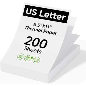 imageHPRT Thermal Printer Paper 85 x 11 Inch US LetterAdvanced Printing Paper Compatible with HPRTiDPRTPRT Portable Printer MT620MT610MT800200 Sheetssingle