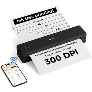 image:imageHPRT Portable Printer Wireless for Travel Inkless Thermal Printer for iOSAndoridLaptop 300DPI Supports Thermal Paper amp LabelsSupports 85x 11US Letter amp A4 A5 for OfficeHomeSchoolVehiclesBlack300dpi
